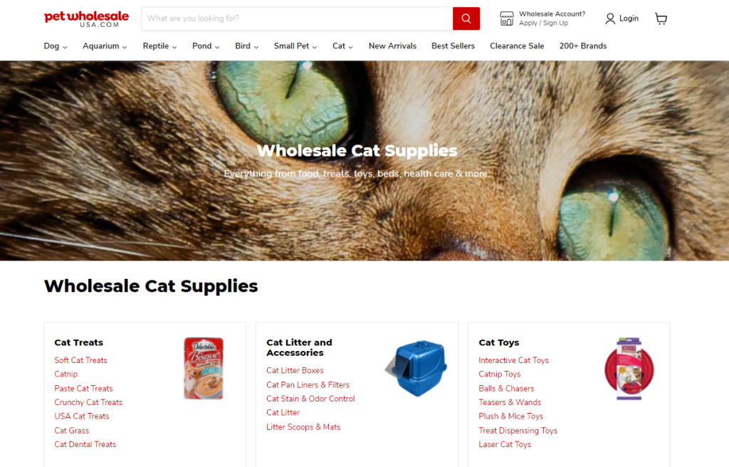 Wholesale e-commerce store selling pet supplies. 