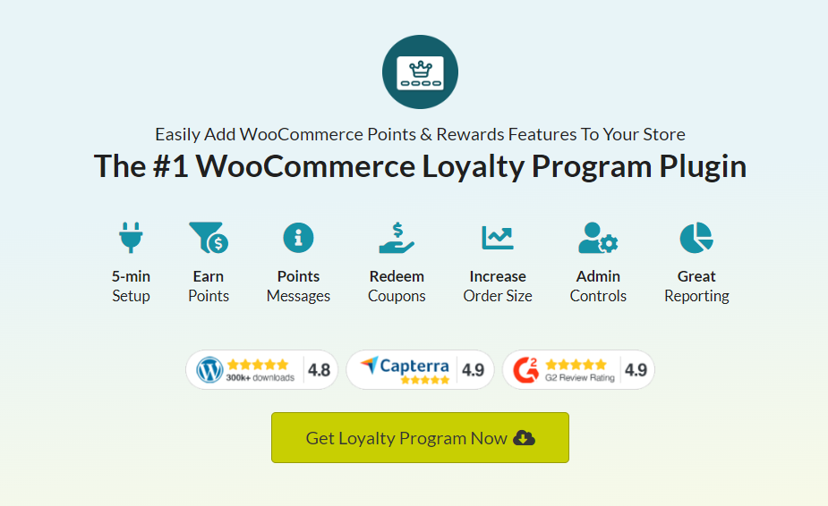 WooCommerce Loyalty Program Plugin landing page. 