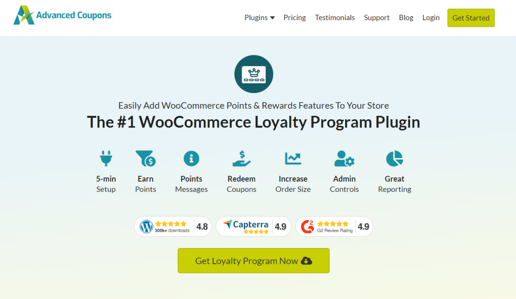 WooCommerce loyalty program landing page. 