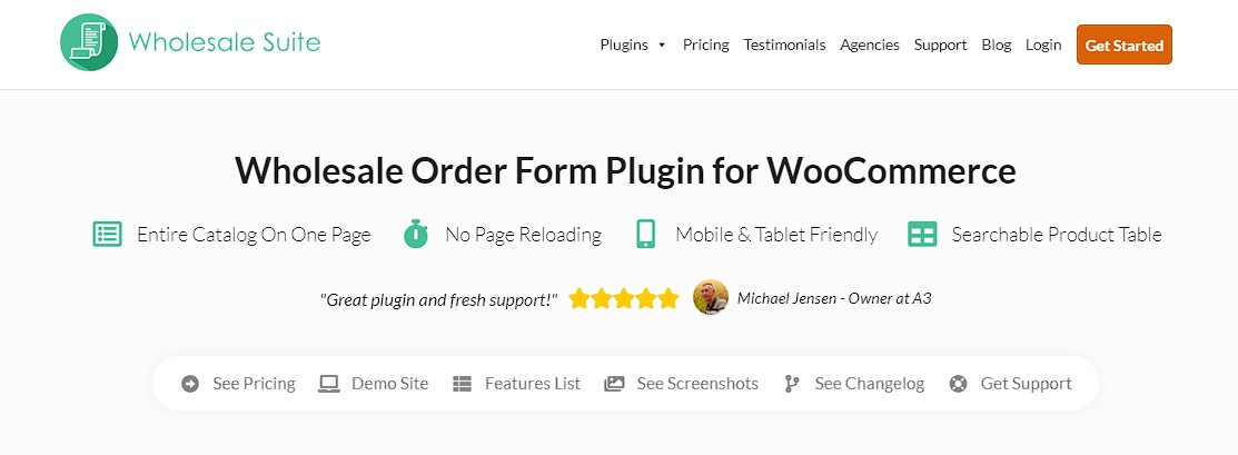 Wholesale Suite- Wholesale Order Form plugin page