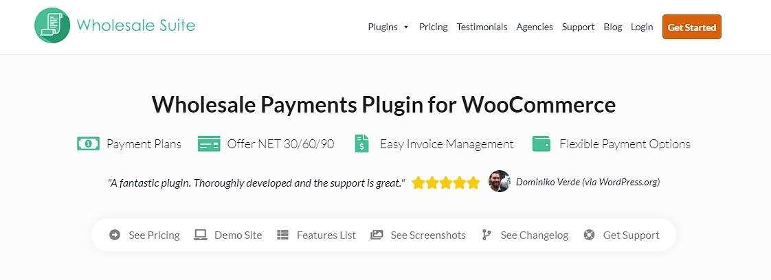 Wholesale Suite- Wholesale Payments plugin page