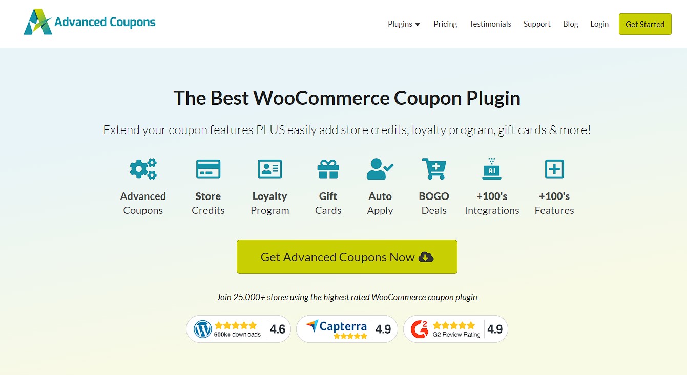 Advanced Coupons website homepage