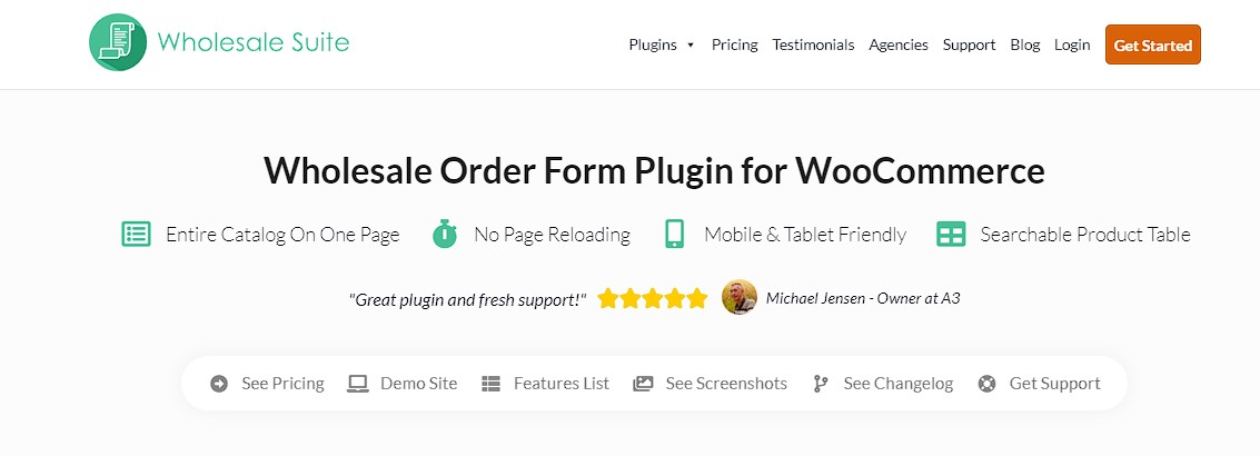 Wholesale Order Form plugin page