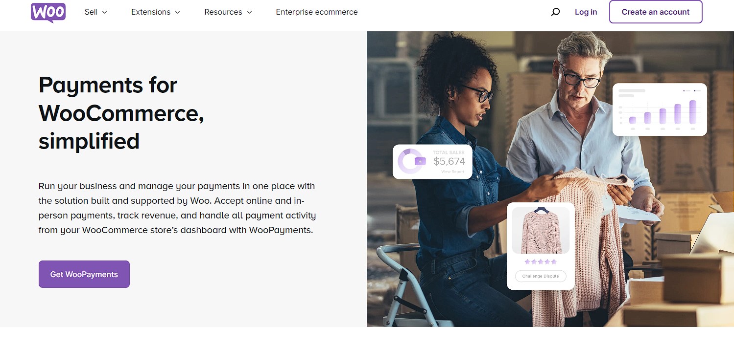 WooCommerce's website promoting WooPayments