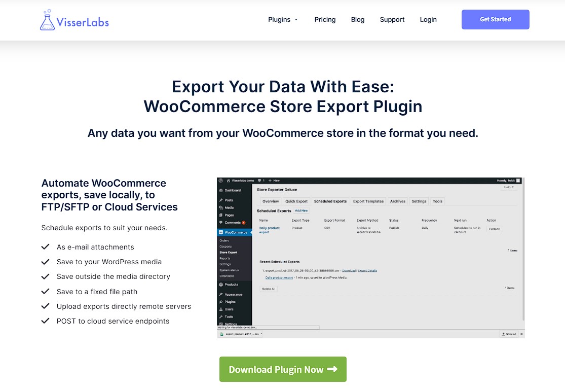 Visser Labs' WooCommerce Store Export Plugin webpage