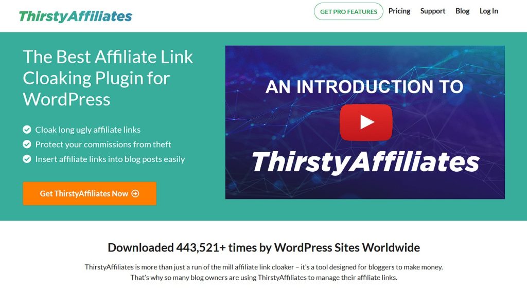 ThirstyAffiliates website homepage