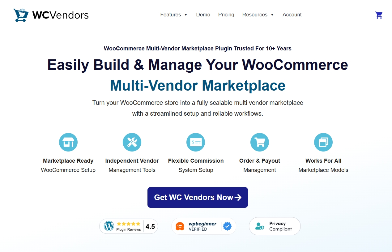 WC Vendors new homepage revamped
