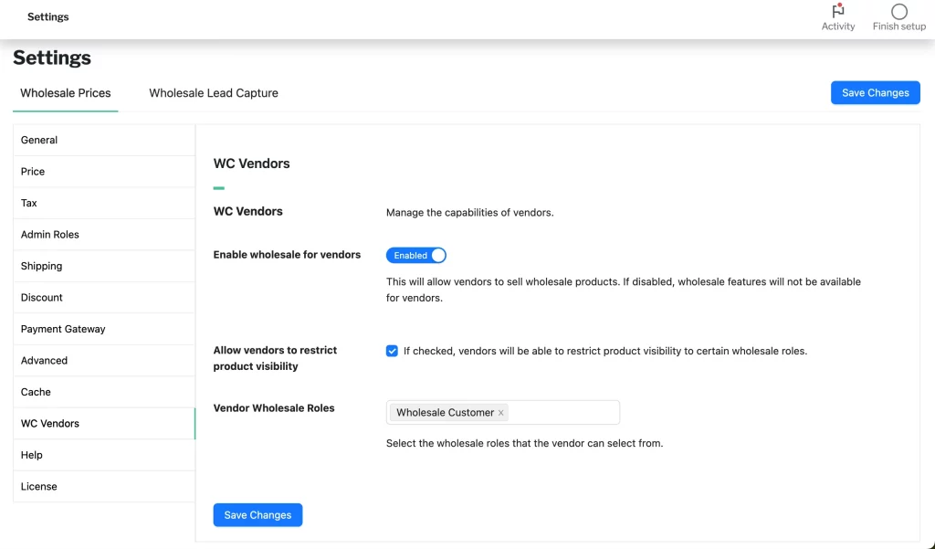 wws wcv - manage wholesale capabilities of vendors - Wholesale Suite Enable WC Vendors in Wholesale Prices setting