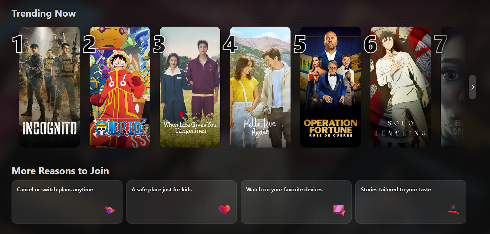 wws-netflix - Wholesale Suite Netflix's “Trending Now” section showcasing seven popular titles