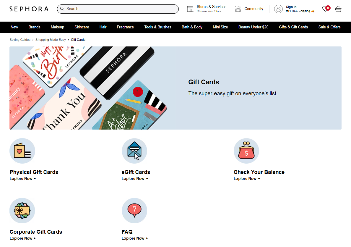 wws-sephora-gift-cards - Wholesale Suite Sephora’s Gift Cards webpage