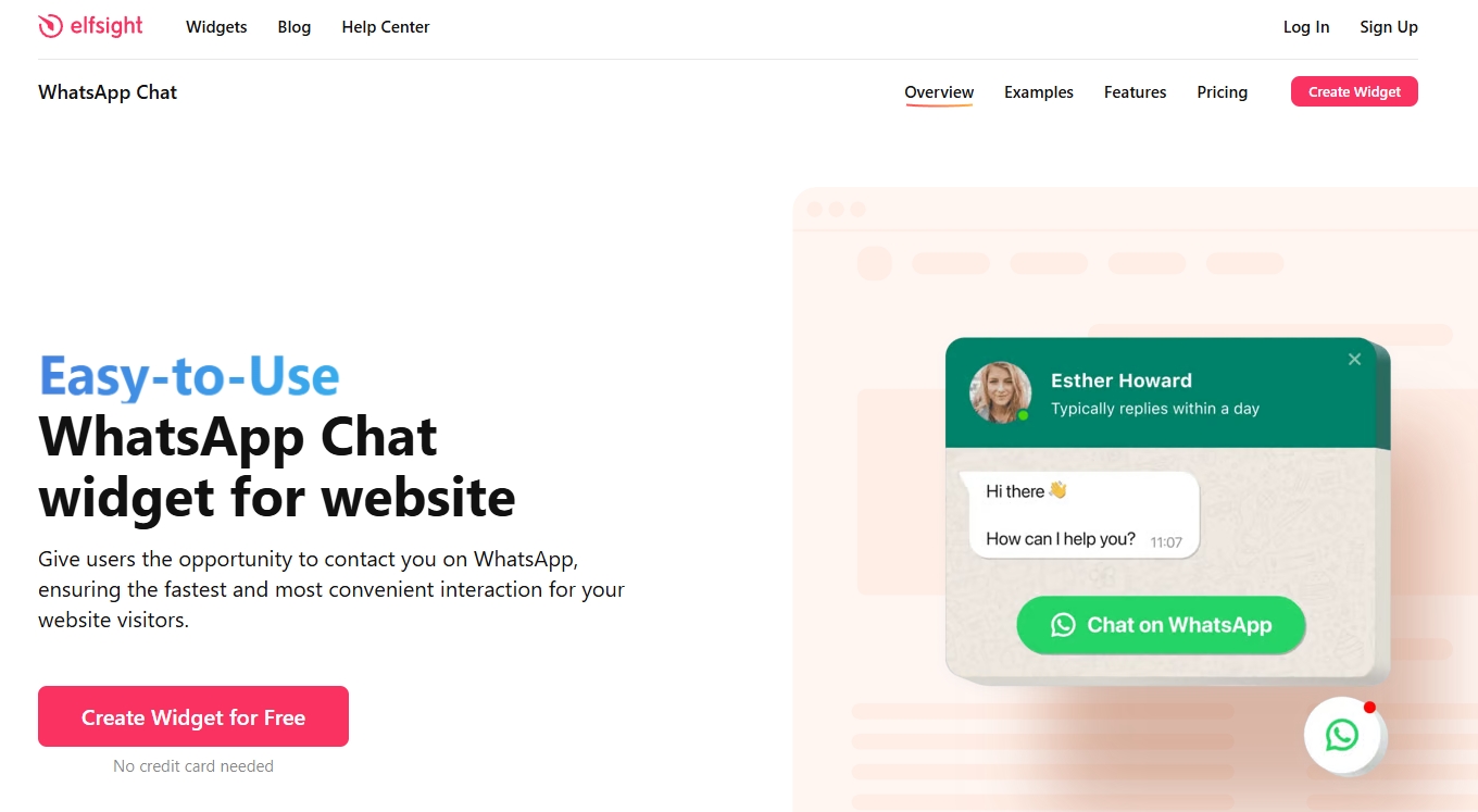 Elfsight WhatsApp Chat landing page
