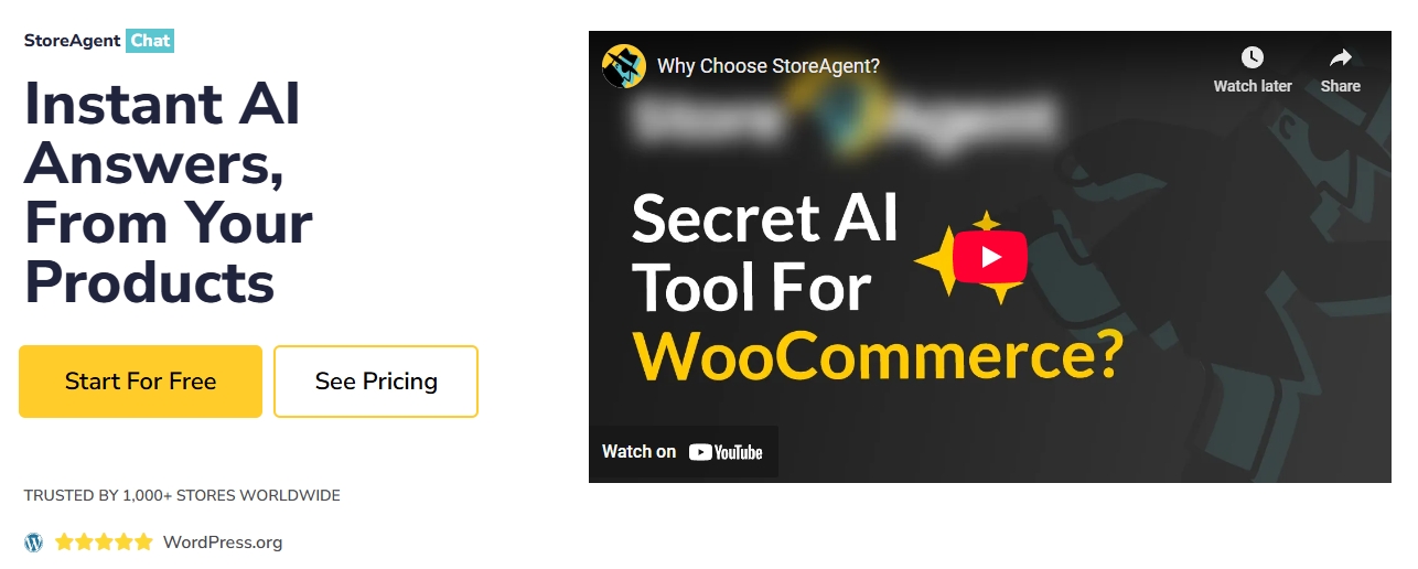 StoreAgent Chat landing page