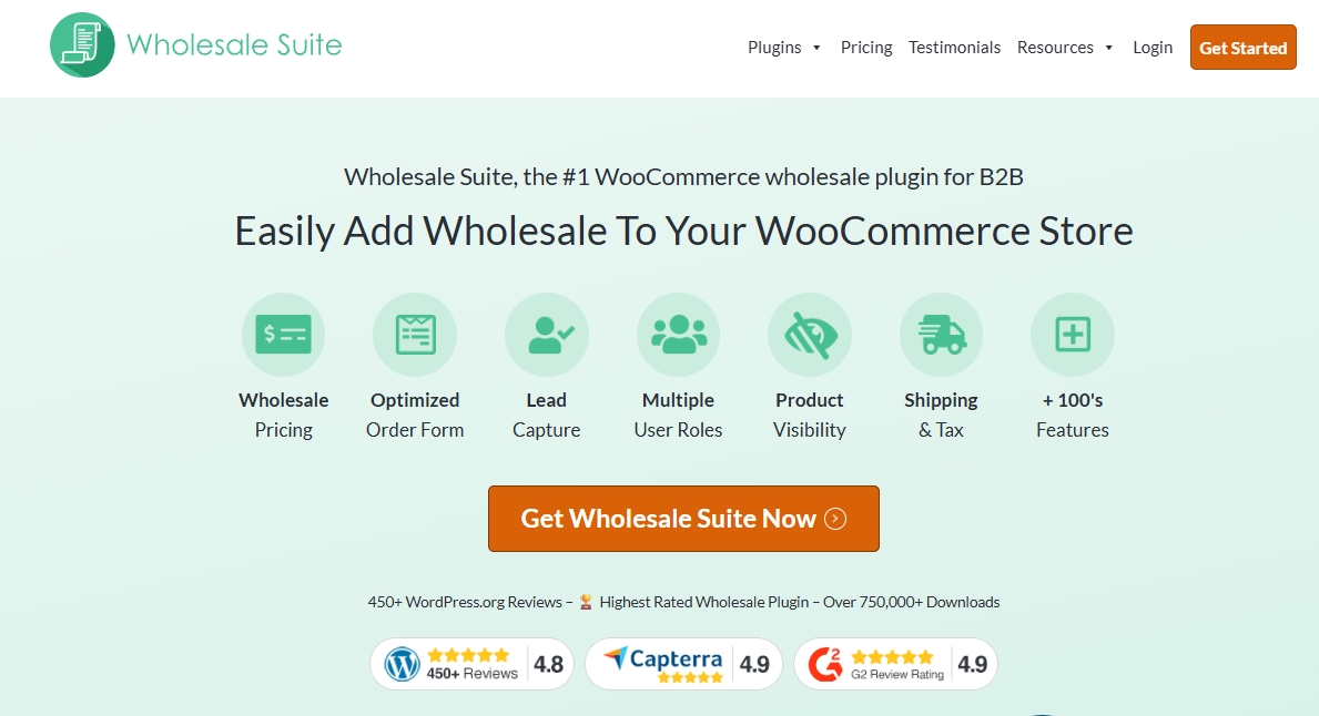 Wholesale Suite website homepage