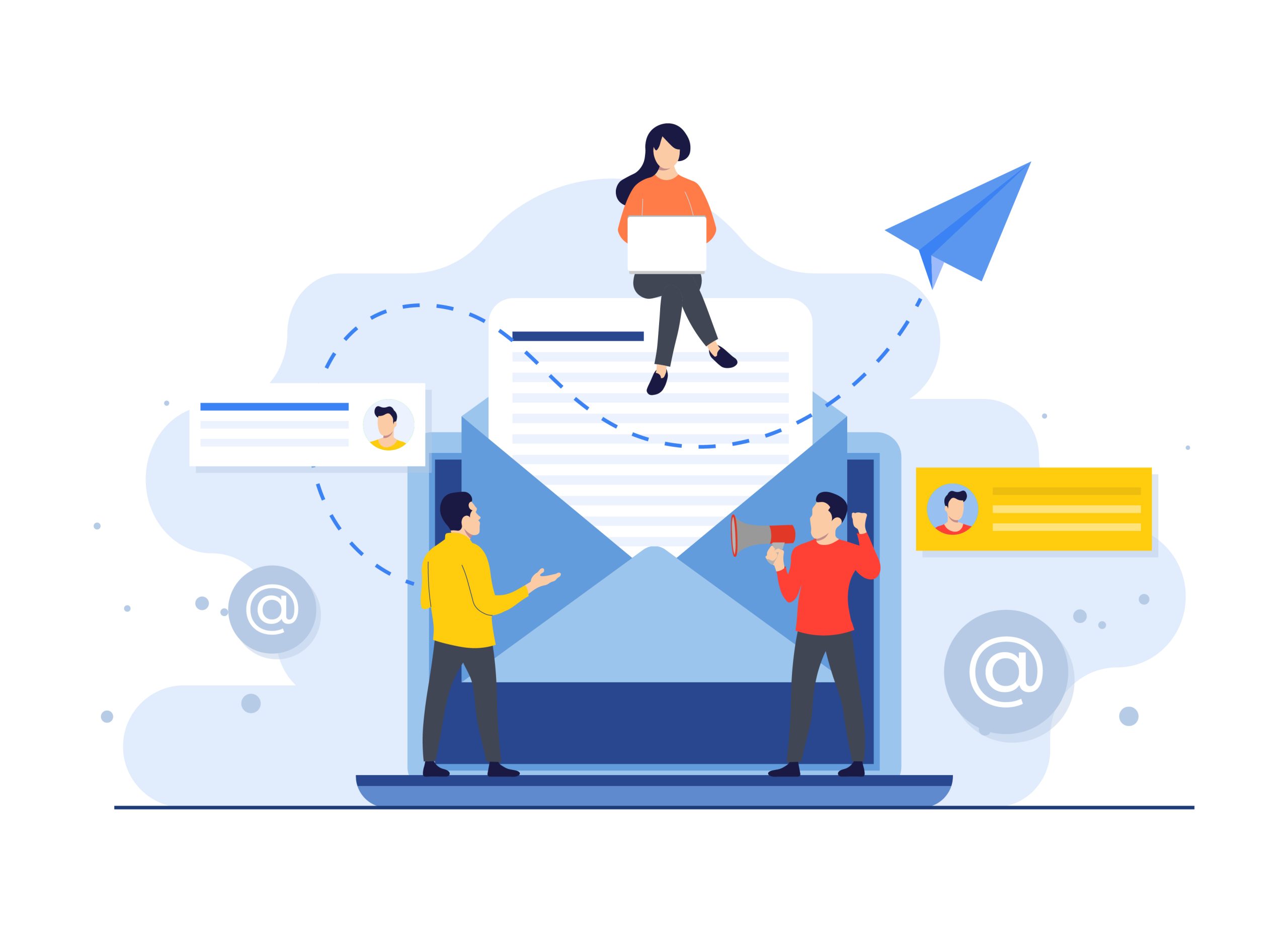 wws-emails-b2b - Wholesale Suite people creating and sending marketing emails on a large laptop screen