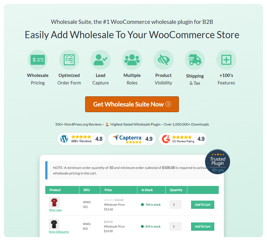 Wholesale Suite website homepage