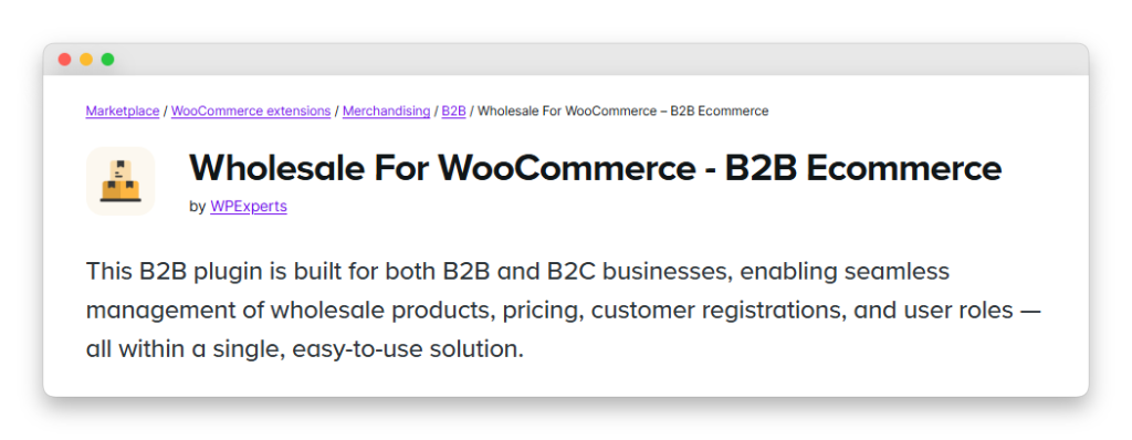 Wholesale for WooCommerce landing and pricing page