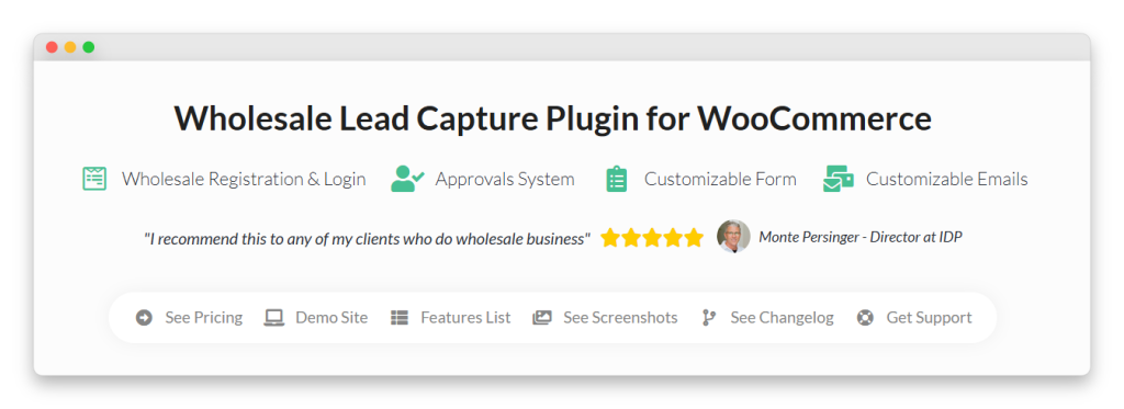 Wholesale Lead Capture landing page