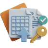 Collage of planning icons: calendar with a cursor, a notebook, a pencil, and a green checkmark badge indicating completed tasks.