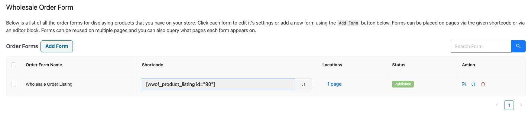 wholesale-suite-wwof-order-forms-list-edit - Wholesale Suite Order Forms list in WP Admin with the Wholesale Order Listing form ready to edit