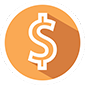 Finance icon: orange circle with a dollar sign