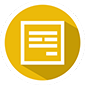 Yellow circular badge with a white document icon and text lines