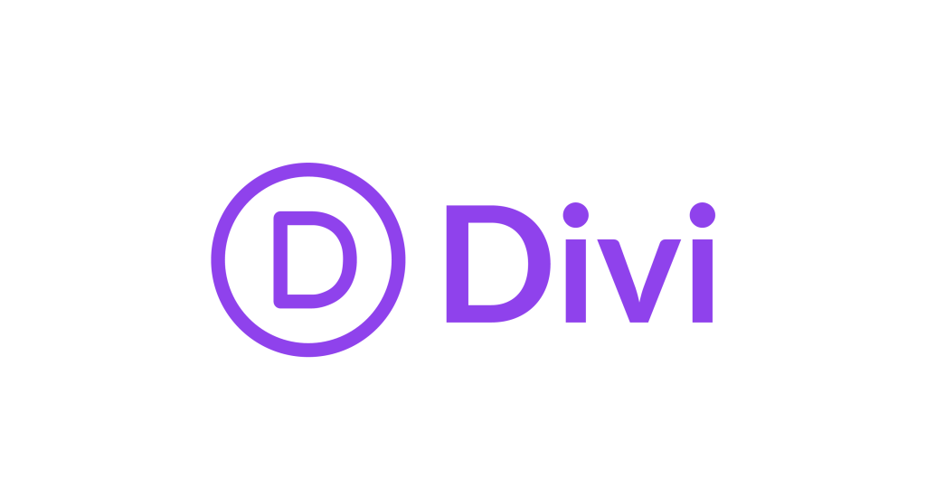 Integrations-Divi-1724x970-1 - Wholesale Suite Logo Divi: fioletowy okrągły emblemat z literą D w środku, a następnie słowo Divi w kolorze fioletowym na czarnym tle