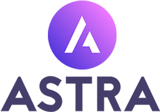 pngaaacom-4920895 - Wholesale Suite Logo Astry: fioletowa okrągła odznaka z białym stylizowanym A nad pogrubionym fioletowym napisem ASTRA.